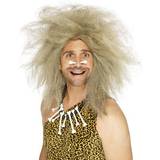 History Short Wigs Fancy Dress Smiffys Crazy Caveman Wig Blonde