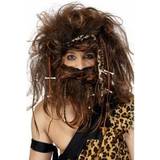 History Short Wigs Fancy Dress Smiffys Crazy Caveman Set Brown
