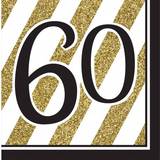 Partytajm Napkins 60 Years Black/Gold 16-pack