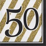Partytajm Napkins 50 Years Gold/Black 16-pack