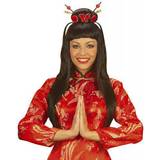 Around the World Long Wigs Fancy Dress Widmann China Girl Wig Black