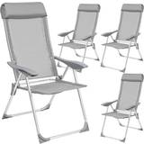 Plastic Garden Chairs tectake 4 aluminium garden chairs with headrest Garden Dining Chair