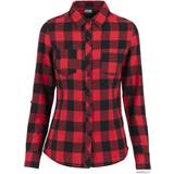 Red - Women Shirts Urban Classics Turnup Checked Flanell Shirt - Blk/Red
