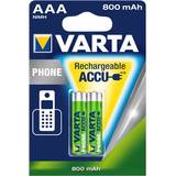 Batteries - Rechargeable Standard Batteries Batteries & Chargers Varta AAA Accu Rechargeable Phone 800mAh 2-pack