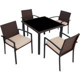tectake Garden furniture set Meran 4+1 Patio Dining Set, 1 Table incl. 4 Chairs