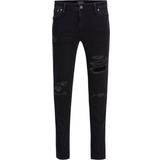 Men Jeans Jack & Jones Liam Original AM 502 Skinny Fit Jeans - Black/Black Denim
