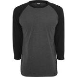 Urban Classics Clothing Urban Classics Contrast 3/4 Sleeve Raglan T-shirt - Charcoal/Black