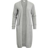 Vila Long Knitted Cardigan - Grey/Light Grey Melange