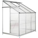 Polycarbonate Lean-to Greenhouses tectake Wall 2.39 m² with Base Aluminum Polycarbonate