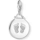 Thomas Sabo Charm Club Disc Baby Footprint Charm Pendant - Silver/White
