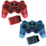 PlayStation 2 Game Controllers ZedLabz Wireless RF Double Shock Vibration Controller 2 - Red/Blue