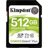 SDXC Memory Cards Kingston Canvas Select Plus SDXC Class 10 UHS-I U3 V30 100/85MB/s 512GB