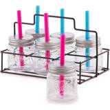 Without Handles Glass Jars with Straw - Glass Jar with Straw 6cl 6pcs