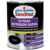 Sandtex 10 Year Exterior Satin Metal Paint, Wood Paint Black 0.75L