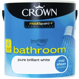 Crown Semi-glossies Paint Crown Breatheasy Bathroom Wet Room Paint Brilliant White 2.5L