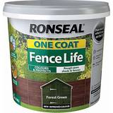 Ronseal Mattes Paint Ronseal One Coat Fence Life Wood Paint Forest Green 5L