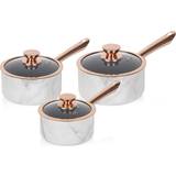 White Cookware Sets Tower Marble Rose Gold Cookware Set with lid 3 Parts