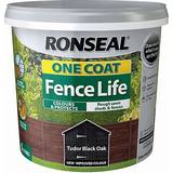 Black Paint Ronseal One Coat Fence Life Wood Paint Black 5L