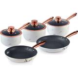 White Cookware Sets Tower Marble Rose Gold Cookware Set with lid 5 Parts