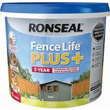 Ronseal Green - Outdoor Use Paint Ronseal Fence Life Plus Wood Paint Green 9L