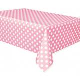 Unique Party Table Cloth Polka Dot Hatch White/Pink