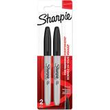 Sharpie Fine Tip Permanent Markers 1mm Black 2 Pack