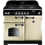 Gas Ovens Induction Cookers Rangemaster CLA100DFFCR/C Classic 100cm Dual Fuel Beige, Chrome