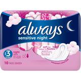 With Wings Menstrual Pads Always Sensitive Night Ultra 10-pack