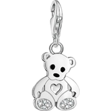 Thomas Sabo Charms & Pendants Thomas Sabo Charm Club Teddy Bear with Heart Charm Pendant - Silver/White