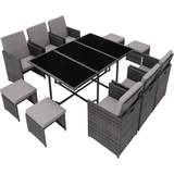 Tectake Garden & Outdoor Furniture tectake Malaga 6+4+1 with Protective Cover Patio Dining Set, 1 Table incl. 6 Chairs