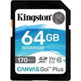 64 GB - SDXC Memory Cards Kingston Canvas Go! Plus SDXC Class 10 UHS-I U3 V30 170/70MB/s 64GB