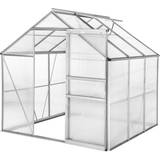 Square Freestanding Greenhouses tectake Greenhouse 3.7m² Aluminum Polycarbonate