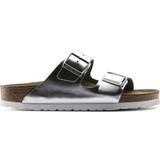 Silver Sandals Birkenstock Arizona Soft Footbed Leather - Metallic Silver