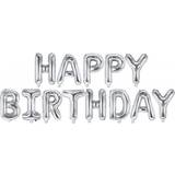 PartyDeco Text & Theme Balloons Happy Birthday Silver
