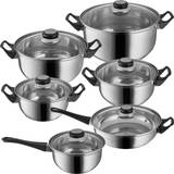 tectake Stainless Steel Cookware Set with lid 12 Parts