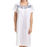 Camille Nightgowns Camille Classic Knee Length Short Sleeve Nightdress - White