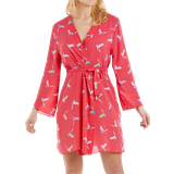 Camille Coral Humming Bird Print Wrap and Chemise Set - Red