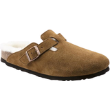 Brown Shoes Birkenstock Boston Shearling Suede Leather - Mink