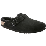 Outdoor Slippers on sale Birkenstock Boston Shearling Suede Leather - Black