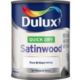 Dulux Quick Dry Satinwood Metal Paint, Wood Paint Brilliant White 0.75L