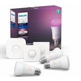 Philips hue white starter kit e27 Philips Hue White and Colour Ambience with Smart Button LED Lamp 9W E27 3-pack Starter Kit