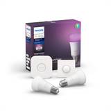 Philips hue white starter kit e27 Philips Hue White and Color Ambience with Smart Button LED Lamps 9W E27 2-pack Starter Kit