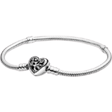 Pandora Women Bracelets Pandora Moments Family Tree Heart Clasp Snake Chain Bracelet - Silver/Transparent