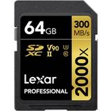 SDHC Memory Cards LEXAR Professional SDXC Class 10 UHS-II U3 V90 2000x 300/260MB/s 64GB
