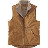 Brown - Men Vests Carhartt Loose Fit Washed Duck Sherpa-lined Mock Neck Vest - Brown
