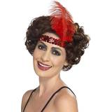 Decades Accessories Fancy Dress Smiffys Flapper Headband Red with Feather