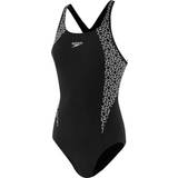 Speedo Boomstar Splice Flyback Swimsuit - Black/White