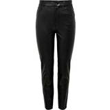 Only Women Trousers Only Emily Faux Leather Trousers - Black/Black