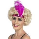 20's Accessories Fancy Dress Smiffys Flapper Headband with Feather Pink