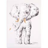 White Wall Decor Kid's Room Childhome Oil Painting Elephant